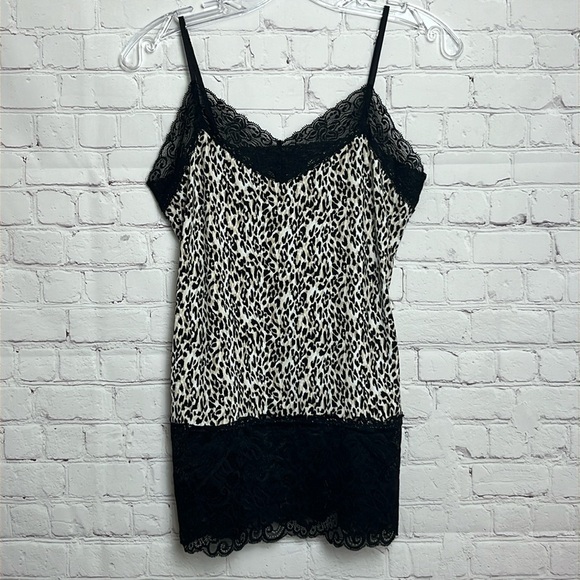 White House Black Market Lace-Hem Camisole in Leopard Print - Picture 1 of 11